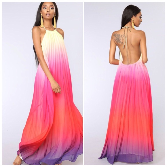 Dresses & Skirts - 🔥Stunning Gradient Ombré Chiffon Backless Dress🔥